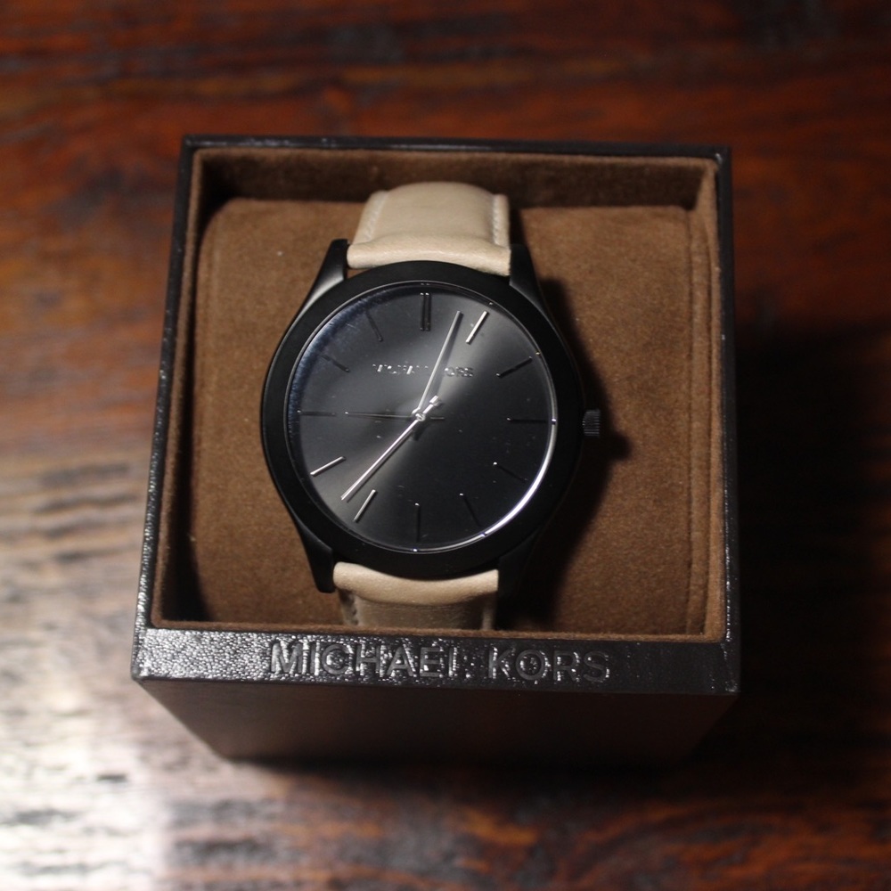 Michael Kors Slim Runway Black Dial Watch